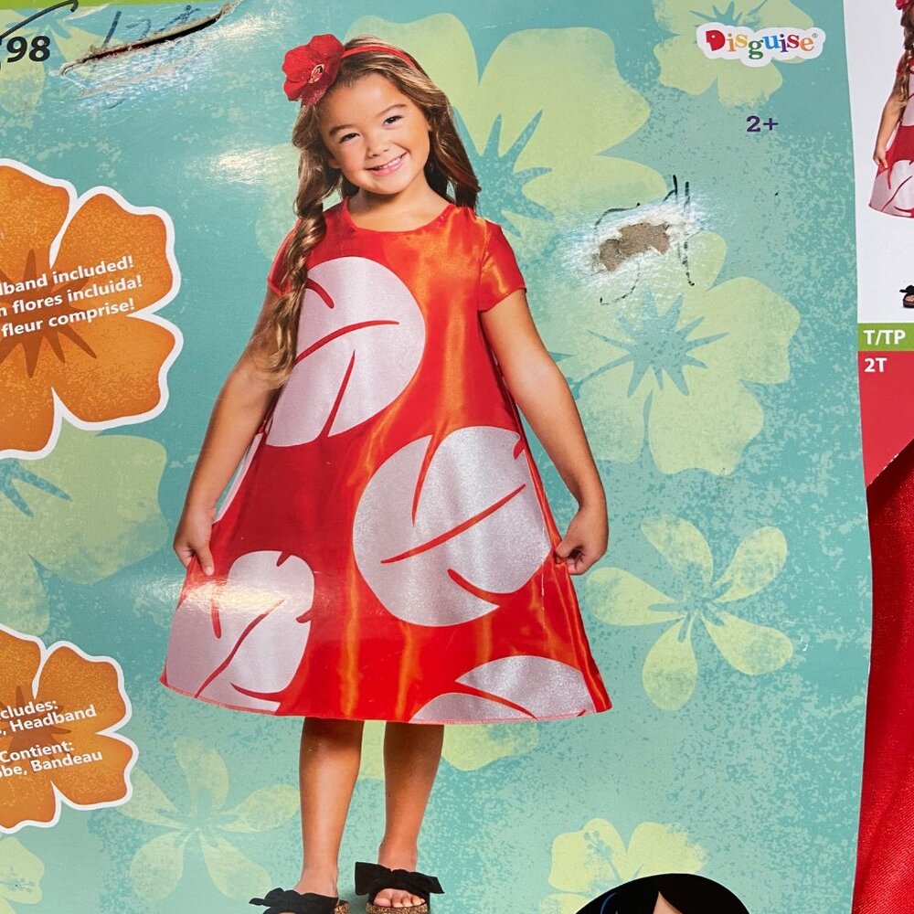 Disney Lilo & Stitch Toddler Costume Dress & Headband 2T Red Leaf NWTDescription